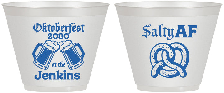 Custom Oktoberfest 9 oz Wine Frosted Cups - Pretzel Salty Af | 240015