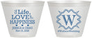 Custom Wedding 9 oz Wine Frosted Cups - Life Love Happiness | 248