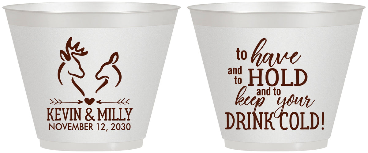 Custom Wedding 9 oz Wine Frosted Cups - To Have And To Hold | 250