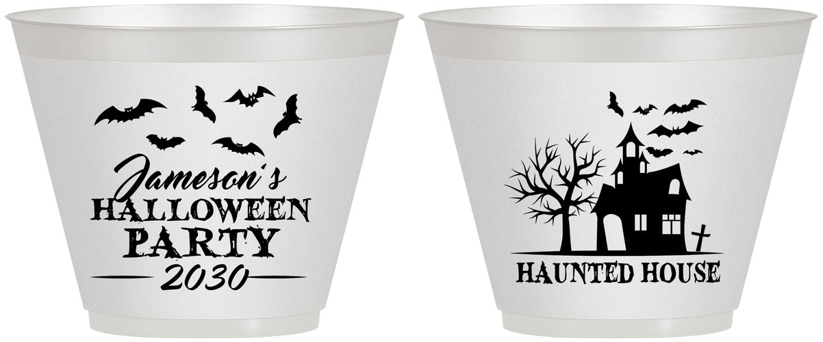 Custom Halloween 9 oz Wine Frosted Cups - Haunted House | 250006