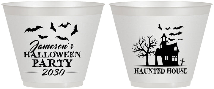 Custom Halloween 9 oz Wine Frosted Cups - Haunted House | 250006
