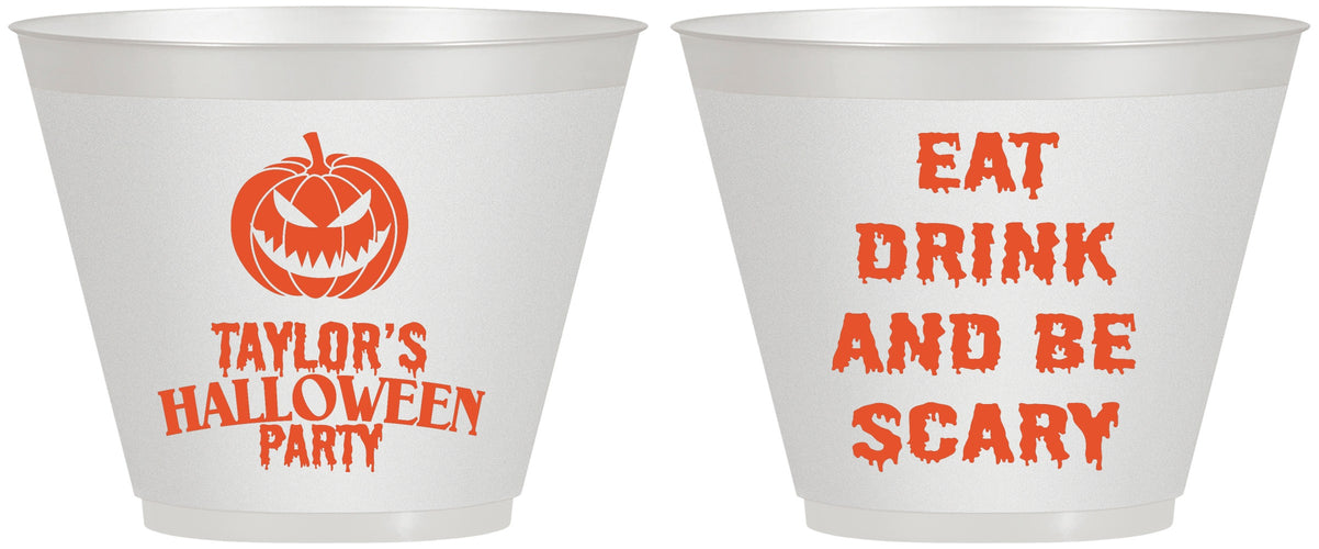 Custom Halloween 9 oz Wine Frosted Cups - Scary Pumpkin | 250008