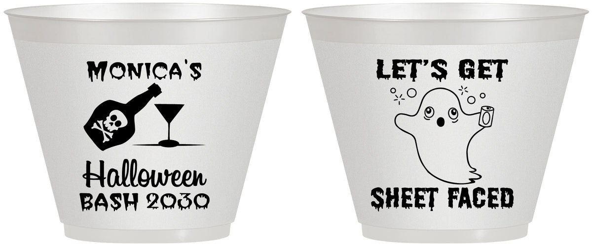 Custom Halloween 9 oz Wine Frosted Cups - Ghost Sheet Faced | 250009