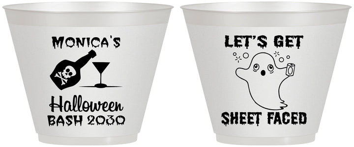 Custom Halloween 9 oz Wine Frosted Cups - Ghost Sheet Faced | 250009