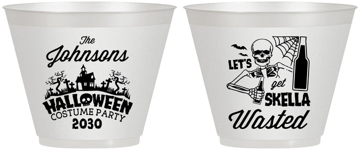Custom Halloween 9 oz Wine Frosted Cups - Skellawasted Skeleton | 250014