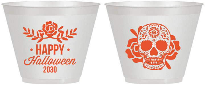 Custom Halloween 9 oz Wine Frosted Cups - Sugar Skull | 250020