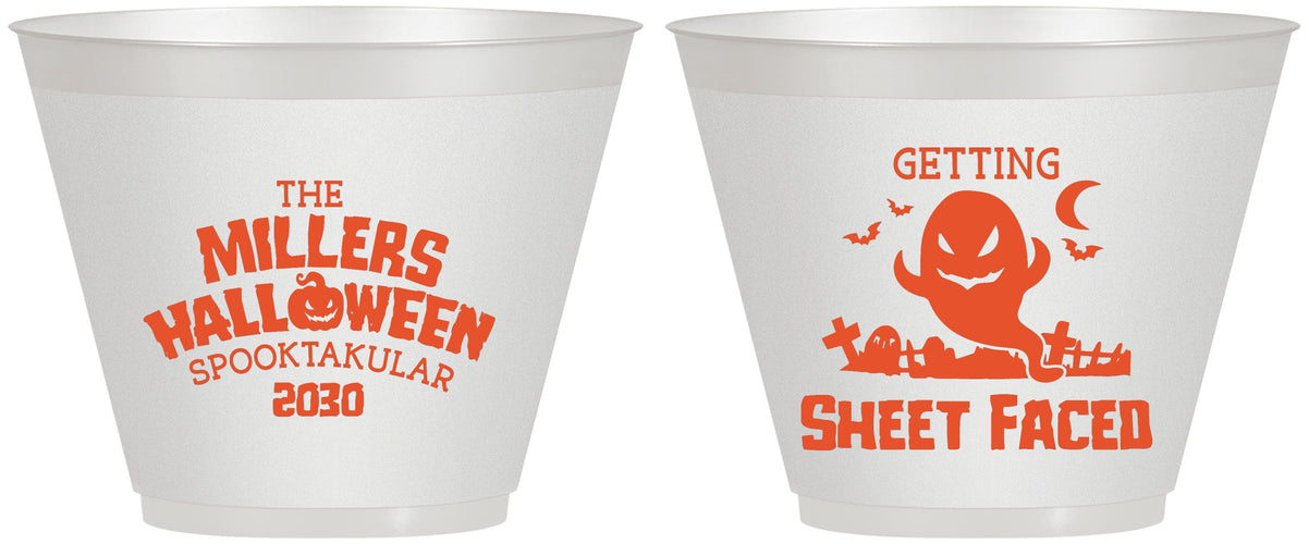 Custom Halloween 9 oz Wine Frosted Cups - Ghost Sheet Faced | 250040