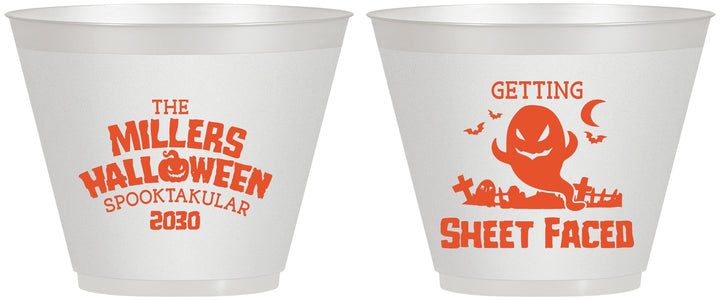 Custom Halloween 9 oz Wine Frosted Cups - Ghost Sheet Faced | 250040