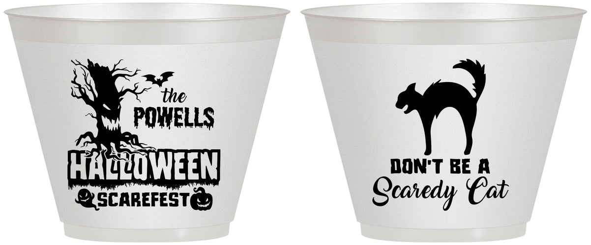 Custom Halloween 9 oz Wine Frosted Cups - Scaredy Cat | 250055