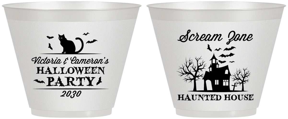 Custom Halloween 9 oz Wine Frosted Cups - Haunted House | 250071