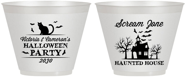 Custom Halloween 9 oz Wine Frosted Cups - Haunted House | 250071