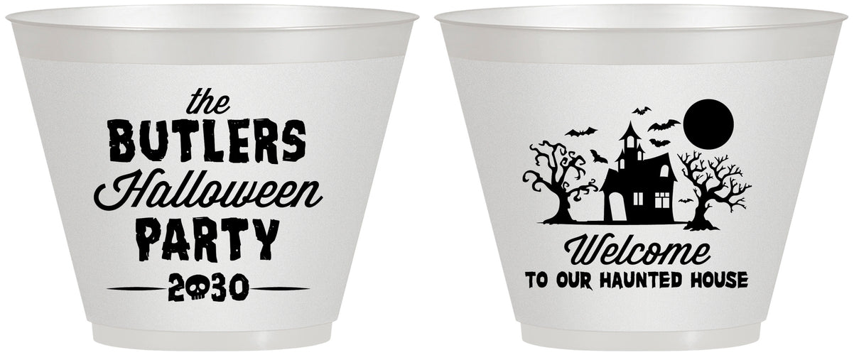 Custom Halloween 9 oz Wine Frosted Cups - Haunted House | 250073