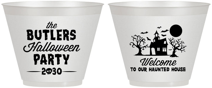 Custom Halloween 9 oz Wine Frosted Cups - Haunted House | 250073