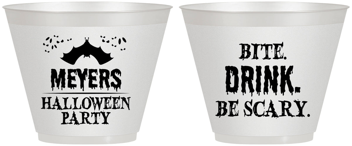 Custom Halloween 9 oz Wine Frosted Cups - Bite Drink Be Scary | 250082