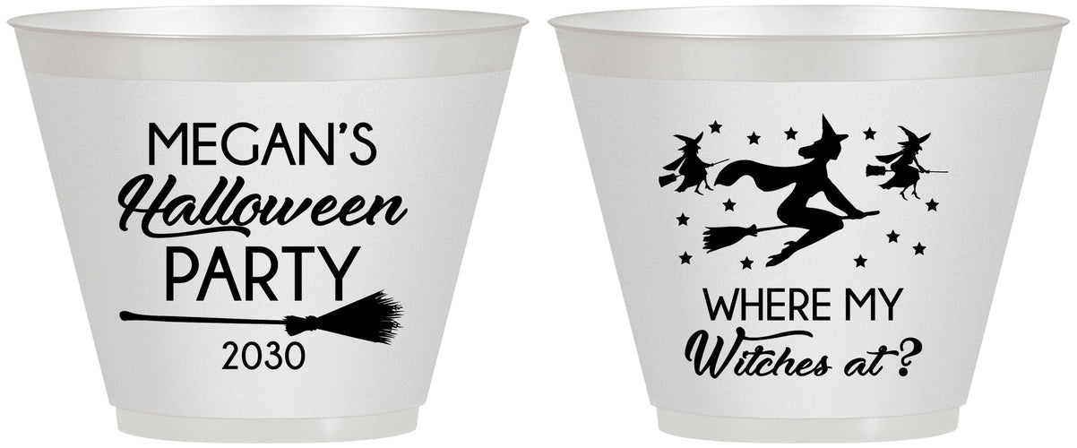 Custom Halloween 9 oz Wine Frosted Cups - Where My Witches At | 250086