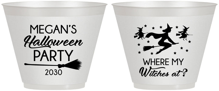 Custom Halloween 9 oz Wine Frosted Cups - Where My Witches At | 250086