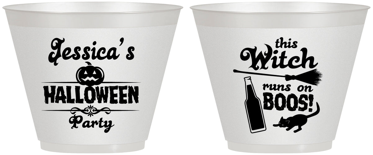 Custom Halloween 9 oz Wine Frosted Cups - Witch Boos | 250097
