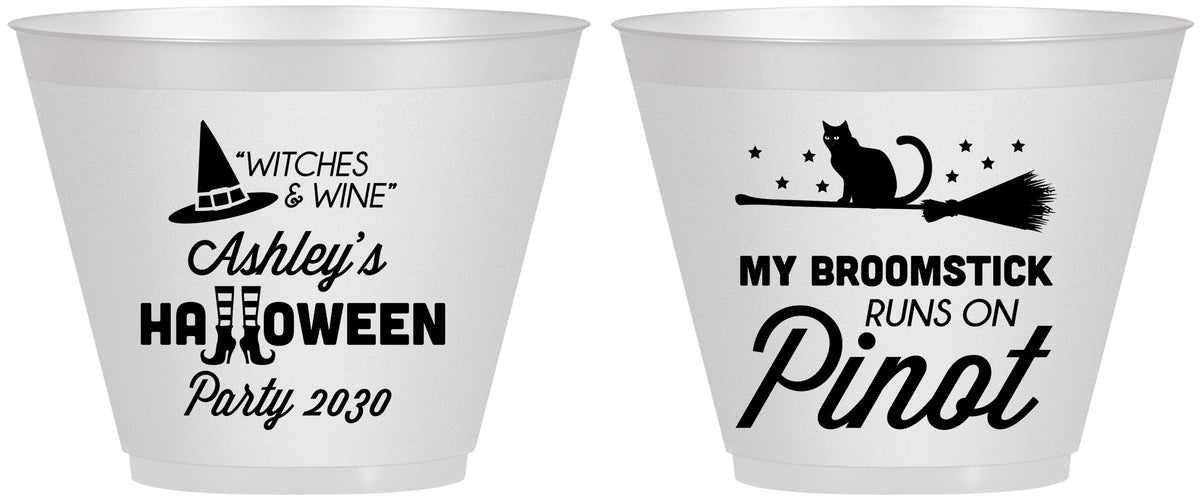Custom Halloween 9 oz Wine Frosted Cups - Witch Broomstick | 250098