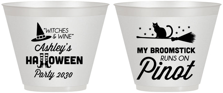 Custom Halloween 9 oz Wine Frosted Cups - Witch Broomstick | 250098