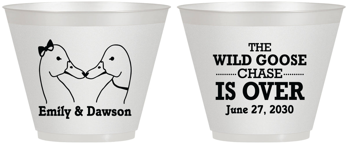 Custom Wedding 9 oz Wine Frosted Cups - Wild Goose | 251