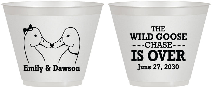 Custom Wedding 9 oz Wine Frosted Cups - Wild Goose | 251