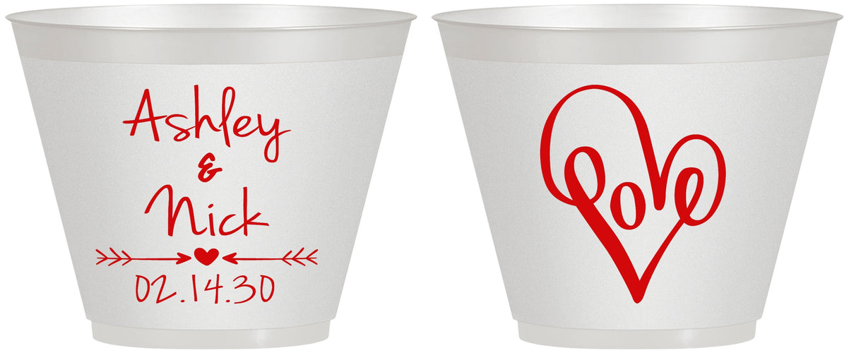 Custom Wedding 9 oz Wine Frosted Cups - Love | 252