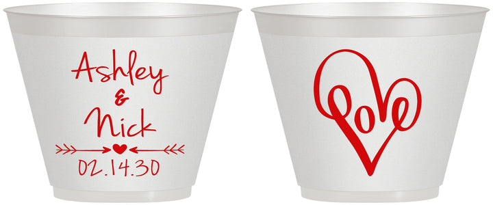 Custom Wedding 9 oz Wine Frosted Cups - Love | 252