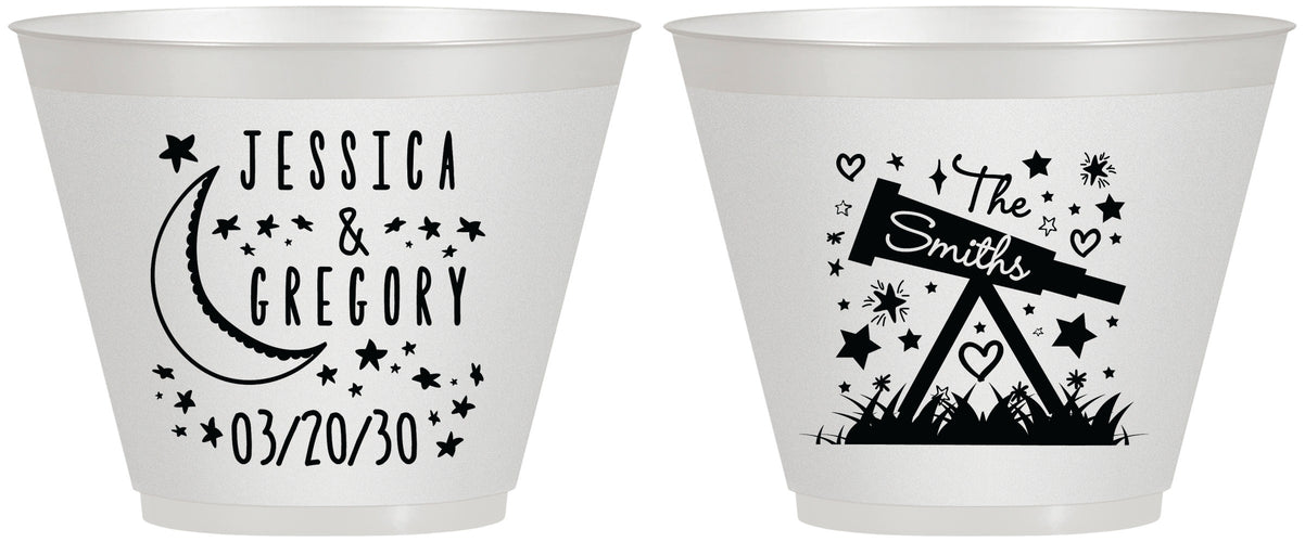Custom Wedding 9 oz Wine Frosted Cups - Telescope | 255