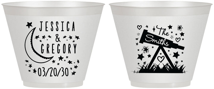 Custom Wedding 9 oz Wine Frosted Cups - Telescope | 255