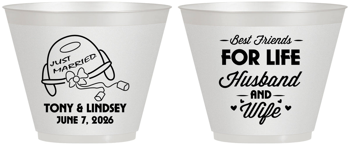 Custom Wedding 9 oz Wine Frosted Cups - Best Friends For Life | 256