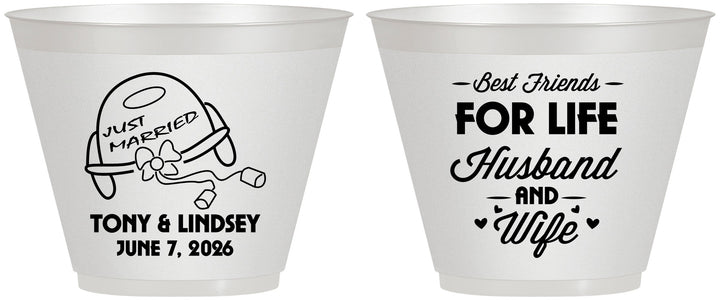 Custom Wedding 9 oz Wine Frosted Cups - Best Friends For Life | 256