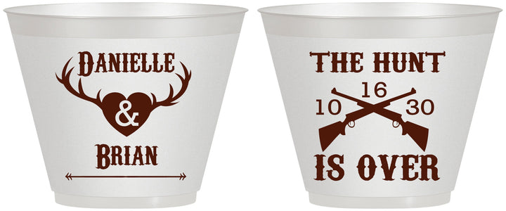 Custom Wedding 9 oz Wine Frosted Cups - The Hunt Is Ove | 258