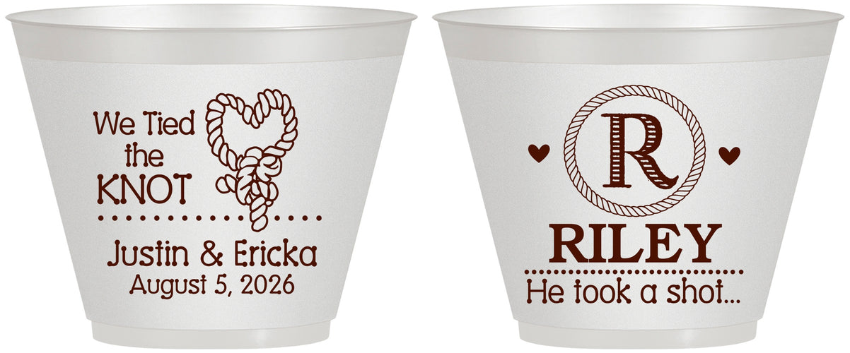 Custom Wedding 9 oz Wine Frosted Cups - We Tied The Knot | 260