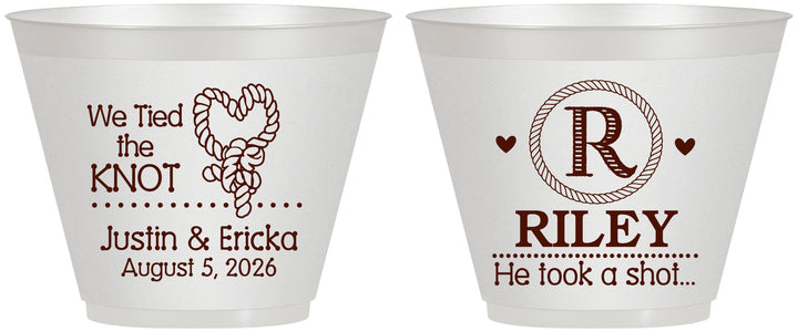 Custom Wedding 9 oz Wine Frosted Cups - We Tied The Knot | 260