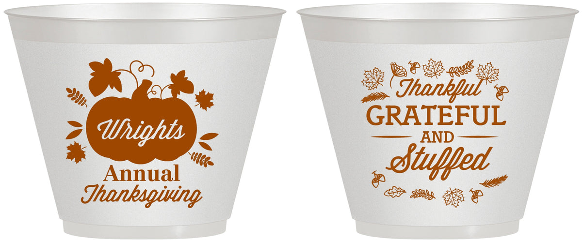 Custom Thanksgiving 9 oz Wine Frosted Cups - Grateful And Stuffed | 260000