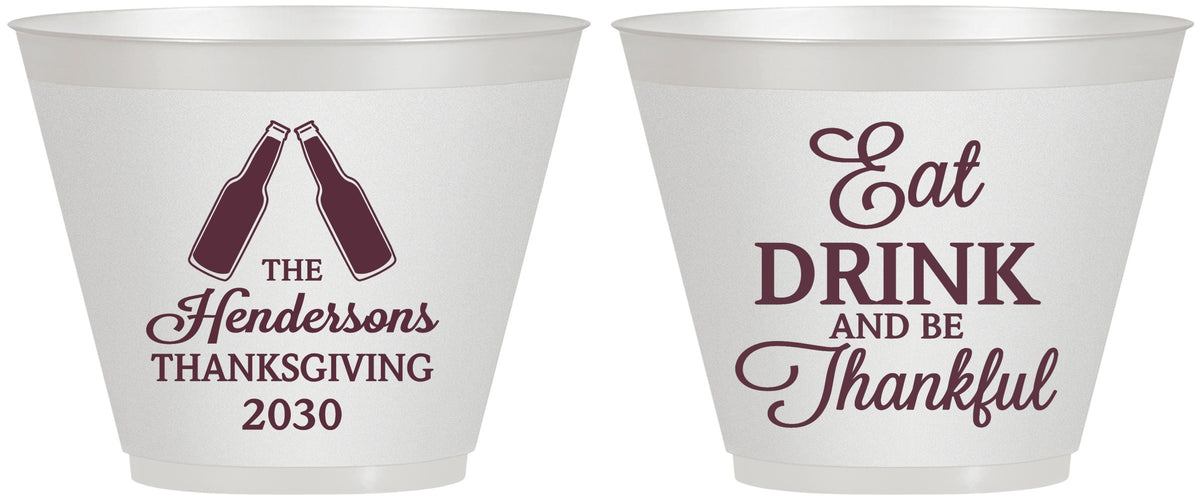 Custom Thanksgiving 9 oz Wine Frosted Cups - Eat Drink Thankful | 260001