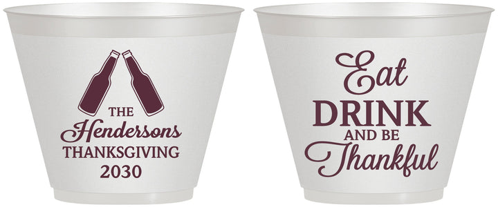 Custom Thanksgiving 9 oz Wine Frosted Cups - Eat Drink Thankful | 260001