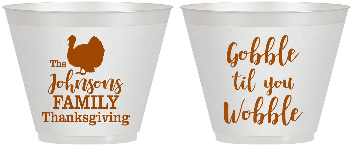 Custom Thanksgiving 9 oz Wine Frosted Cups - Gobble Til You Wobble | 260004