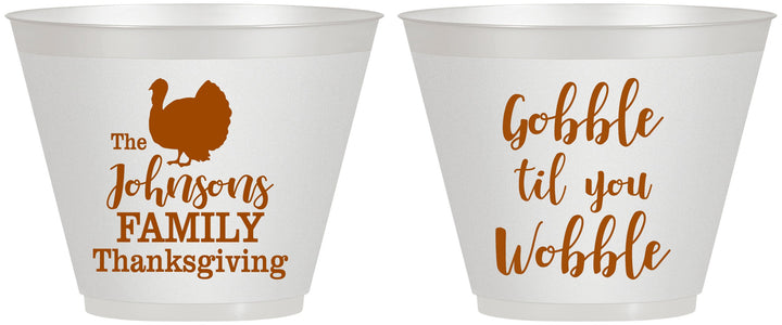 Custom Thanksgiving 9 oz Wine Frosted Cups - Gobble Til You Wobble | 260004