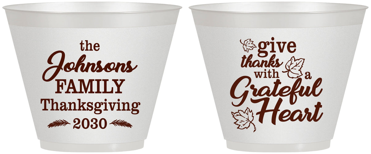 Custom Thanksgiving 9 oz Wine Frosted Cups - Grateful | 260006