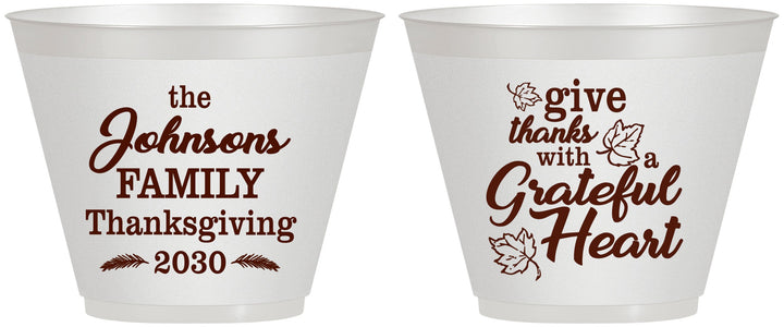 Custom Thanksgiving 9 oz Wine Frosted Cups - Grateful | 260006