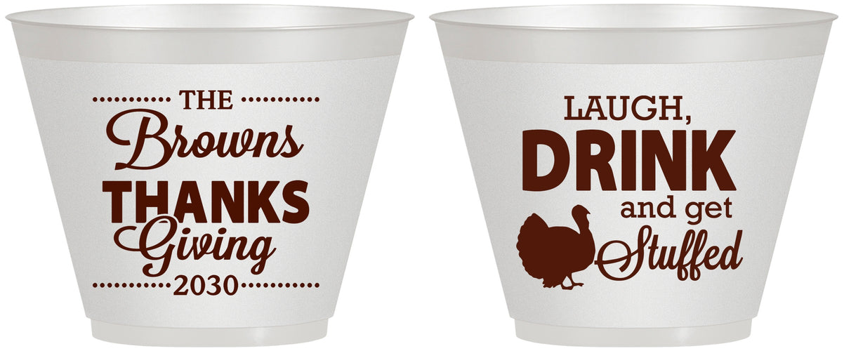 Custom Thanksgiving 9 oz Wine Frosted Cups - Laugh Drink Stuffed | 260007