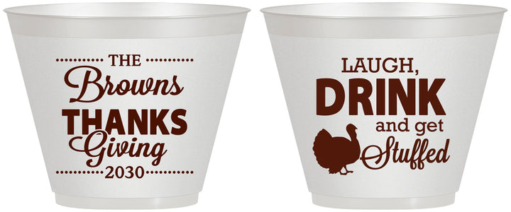 Custom Thanksgiving 9 oz Wine Frosted Cups - Laugh Drink Stuffed | 260007