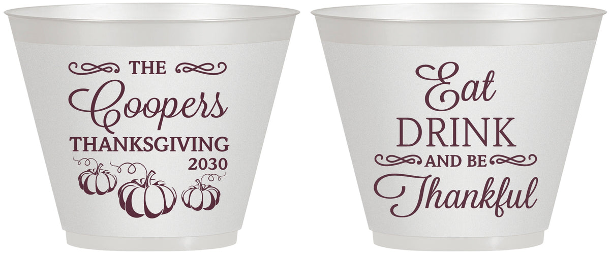 Custom Thanksgiving 9 oz Wine Frosted Cups - Eat Drink Thankful | 260009