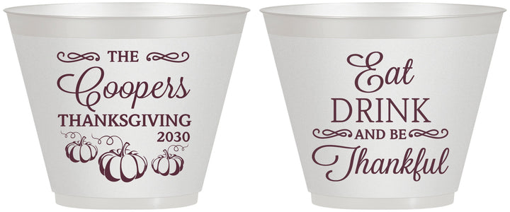 Custom Thanksgiving 9 oz Wine Frosted Cups - Eat Drink Thankful | 260009