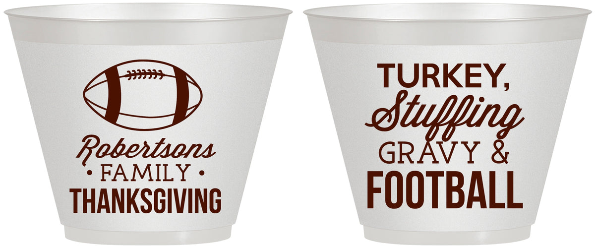Custom Thanksgiving 9 oz Wine Frosted Cups - Football Turkey | 260010