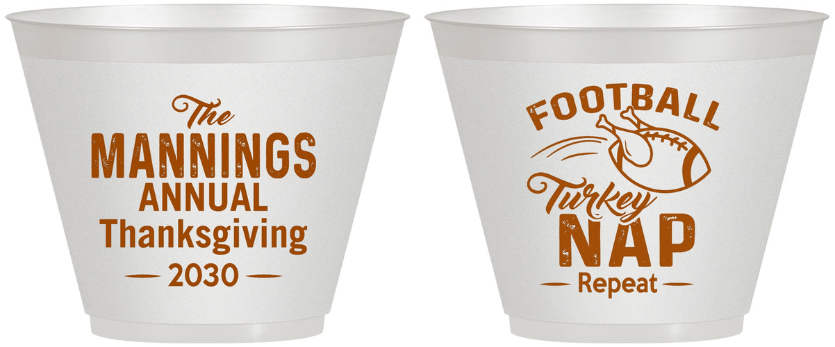 Custom Thanksgiving 9 oz Wine Frosted Cups - Football Turkey | 260012