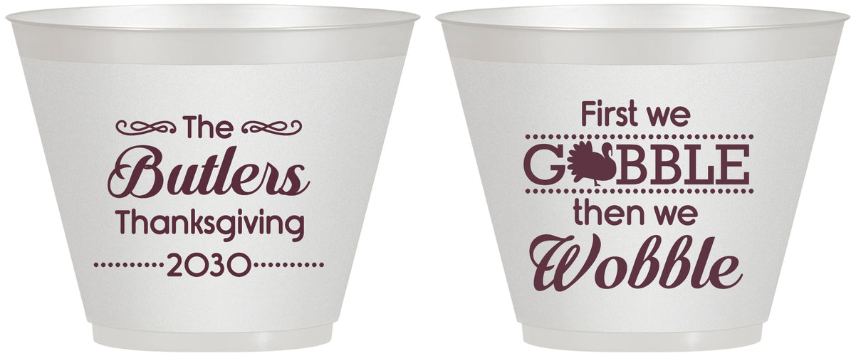 Custom Thanksgiving 9 oz Wine Frosted Cups - Gobble Til You Wobble | 260013