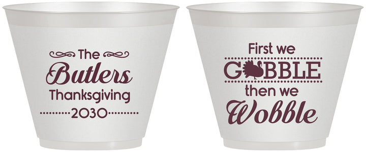 Custom Thanksgiving 9 oz Wine Frosted Cups - Gobble Til You Wobble | 260013