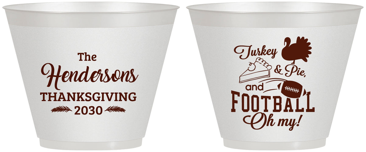 Custom Thanksgiving 9 oz Wine Frosted Cups - Football Turkey | 260014